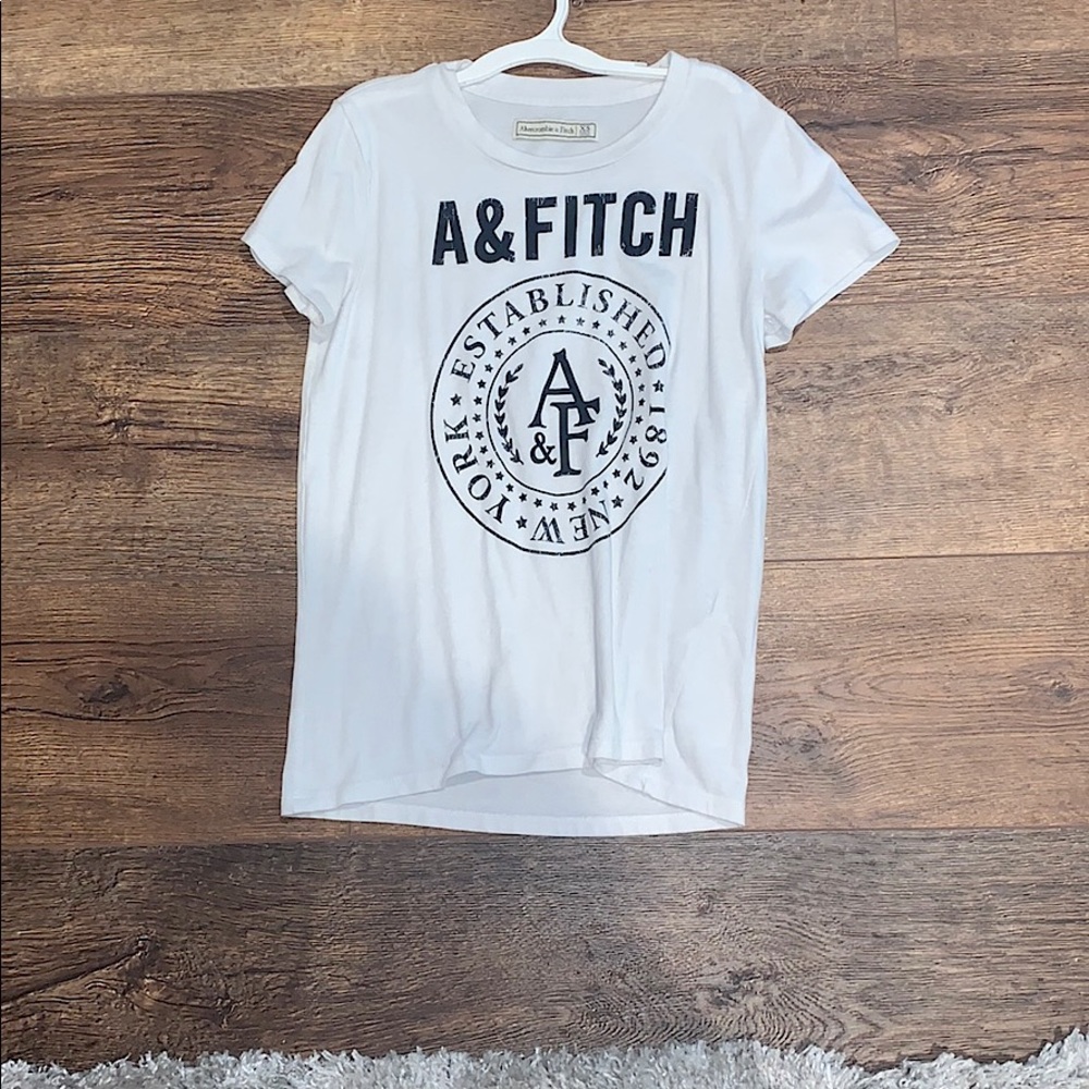 Abercrombie white and navy blue t shirt